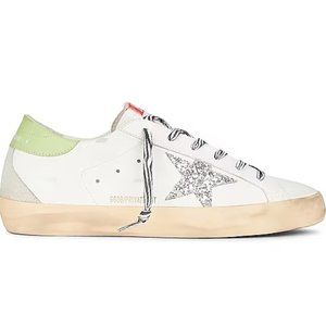 Golden Goose x REVOLVE Super Star Sneaker in White, Green, Silver, & Ice